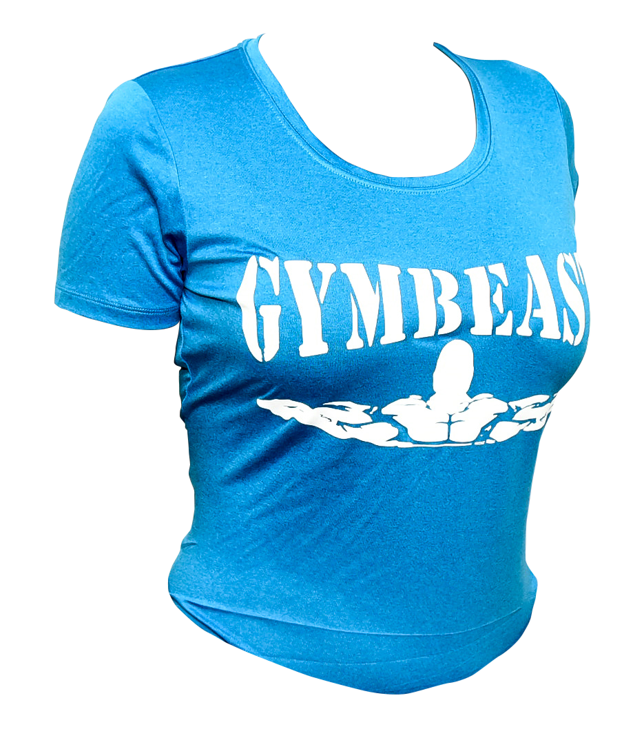 Ladies Soft Powder Blue w/ White GymBeast Training Shirt - GymBeast Clothing
