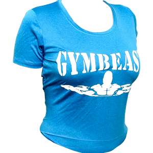 Ladies Soft Powder Blue w/ White GymBeast Training Shirt - GymBeast Clothing
